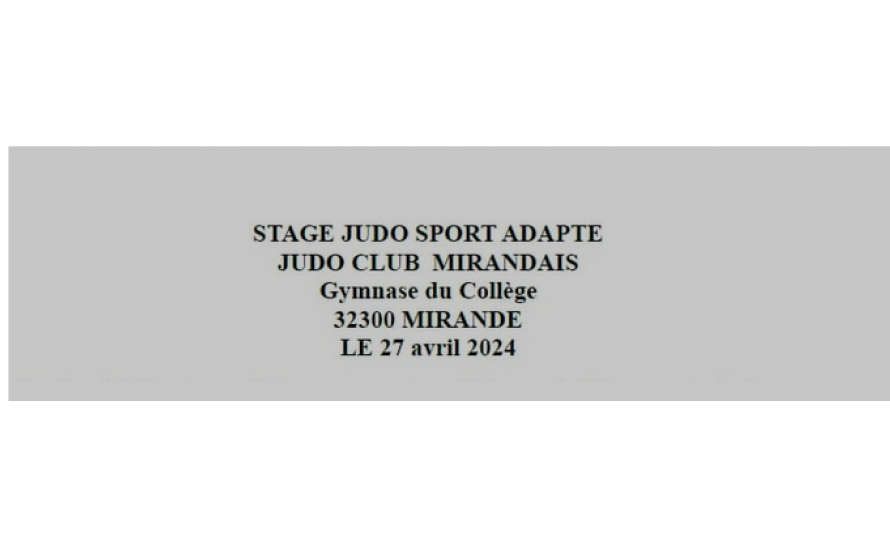 MIRANDE - Stage Judo Adapté le 27 Avril 2024
